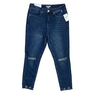 New BP Mom Jean Distressed Raw Hem Mid Medium Size 28 Stretch